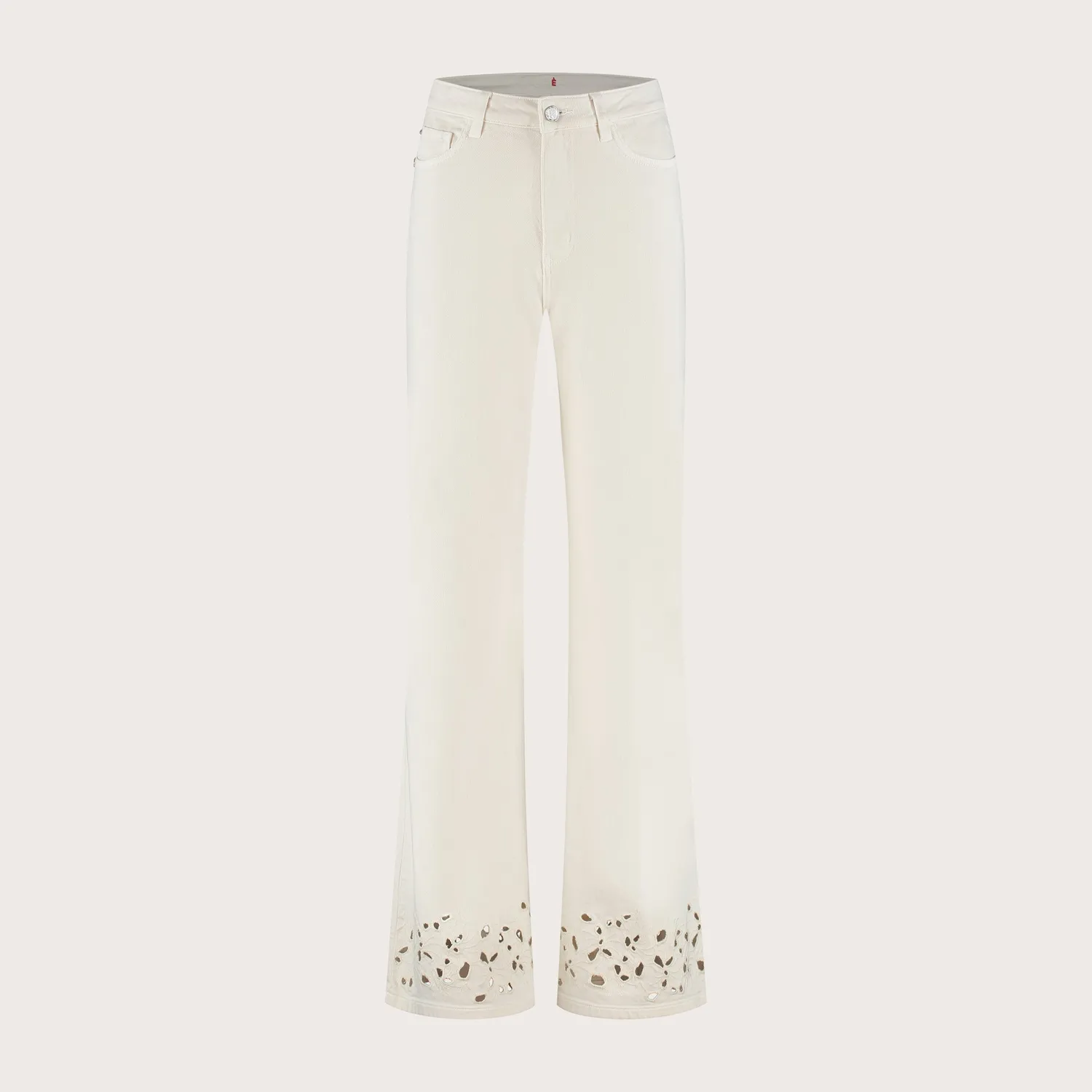 Florez Ana flared embro jeans soft white borduursel