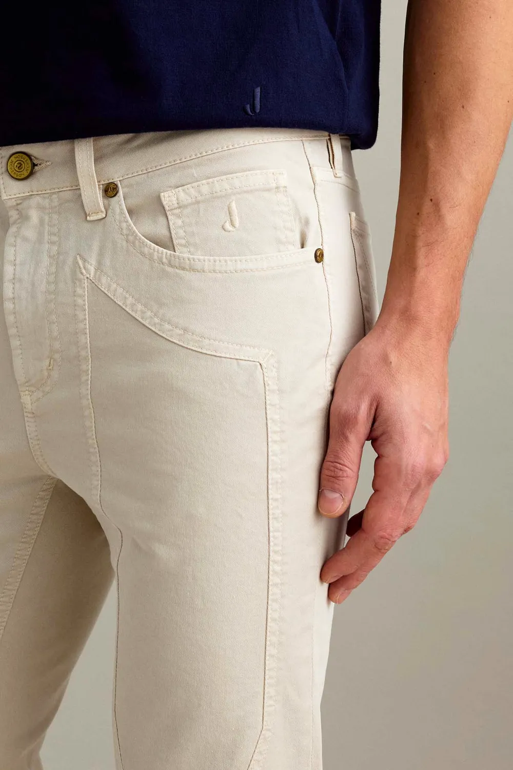Jeckerson James skinny broek lichtbeige katoen