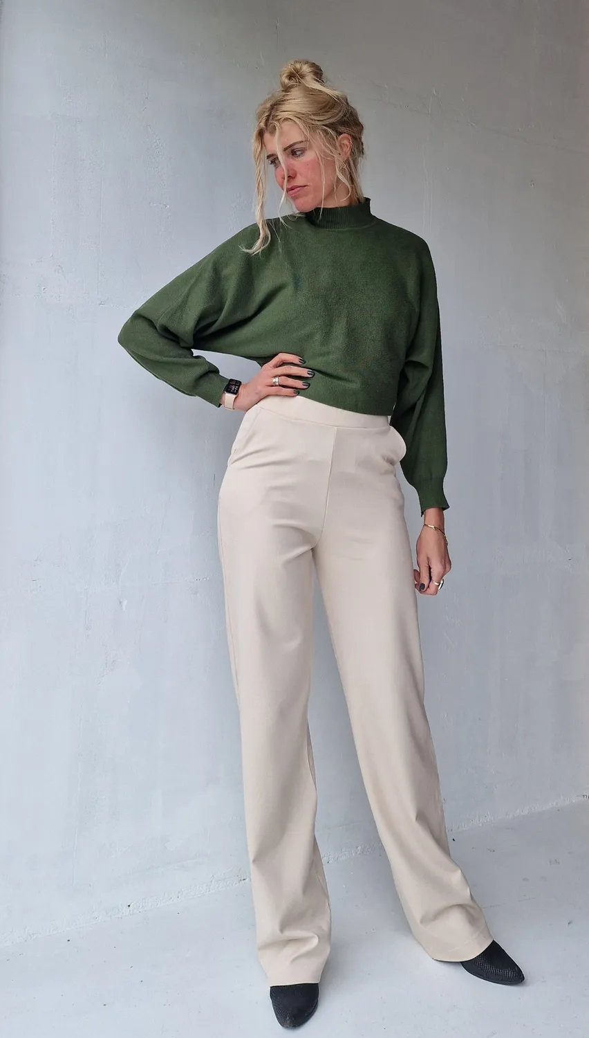 Madame Liz Wide Leg Broek Ecru Lengte 36 Stretch