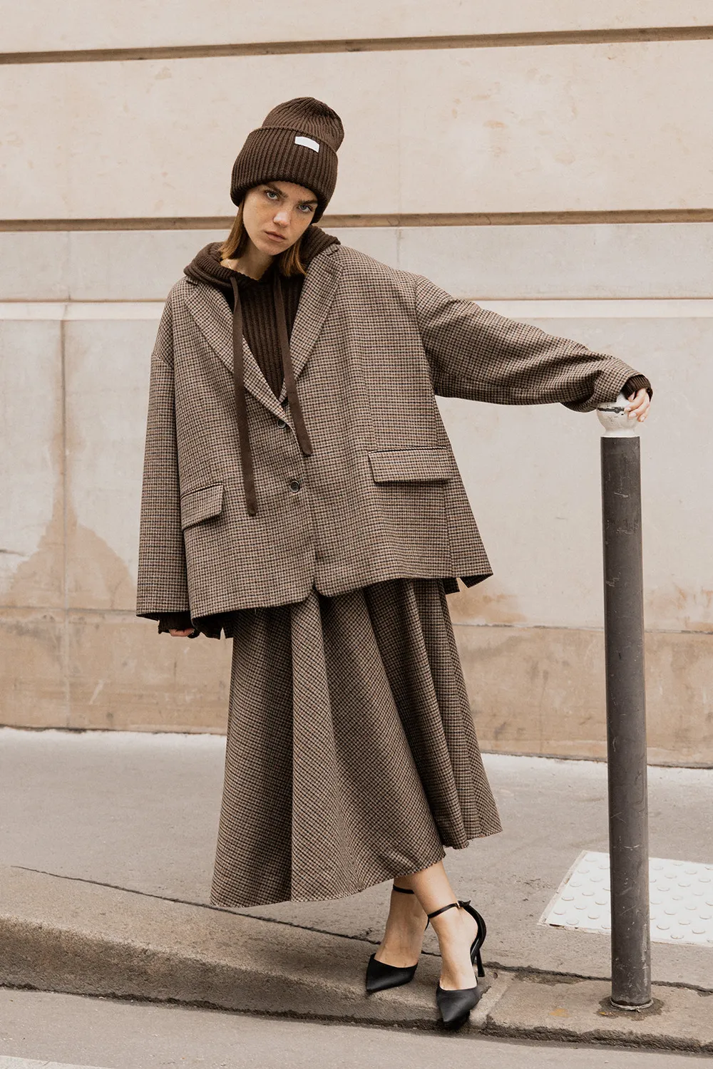 Nine In The Morning Kate Midi Rok Wol Chocolate
