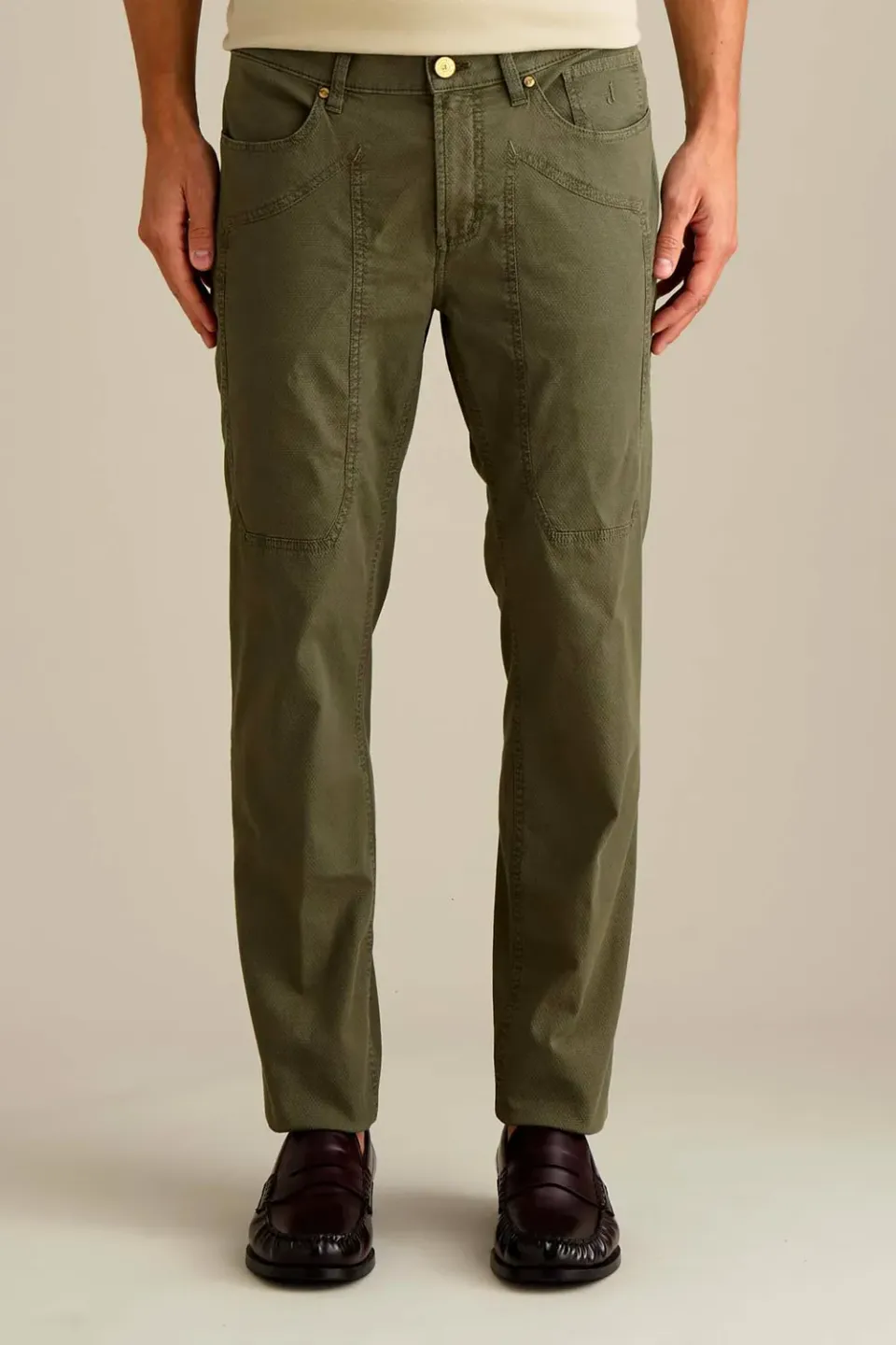 Jeckerson John broek verde militare slim fit katoen old