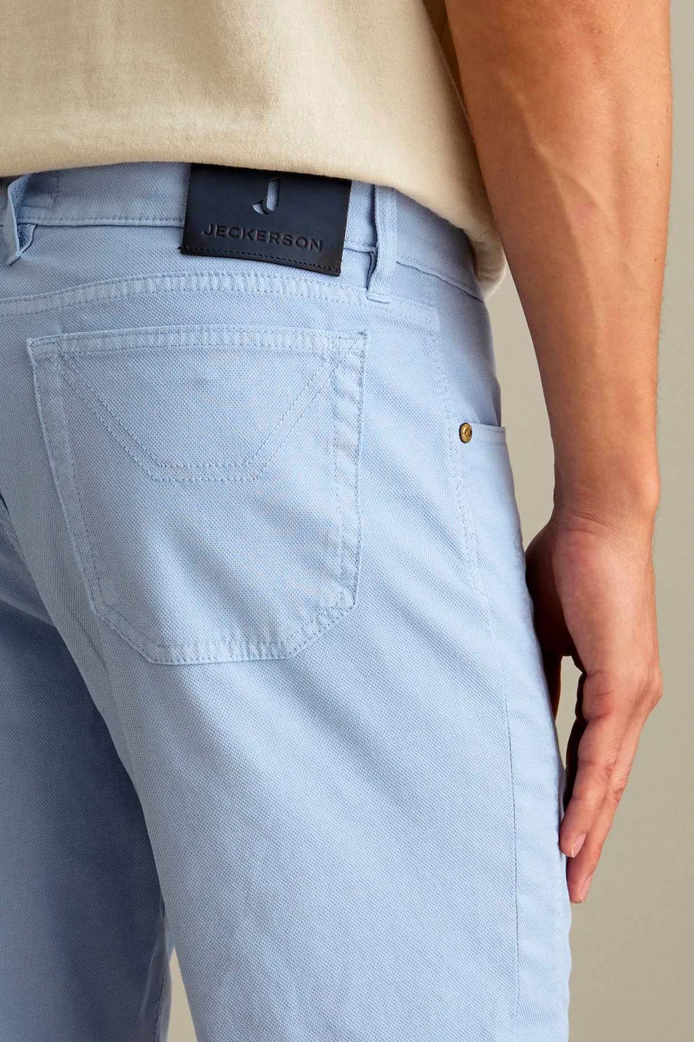 Jeckerson Jayden slim fit bermuda lichtblauw honingraat