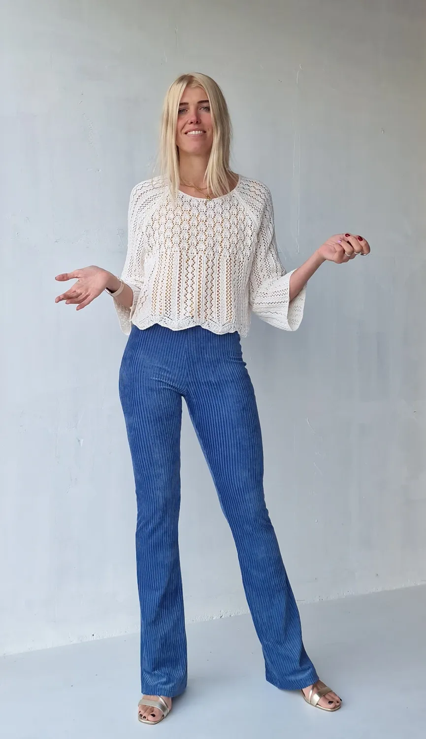 Langeleggings Flared rib broek violet tall lengte 34-36