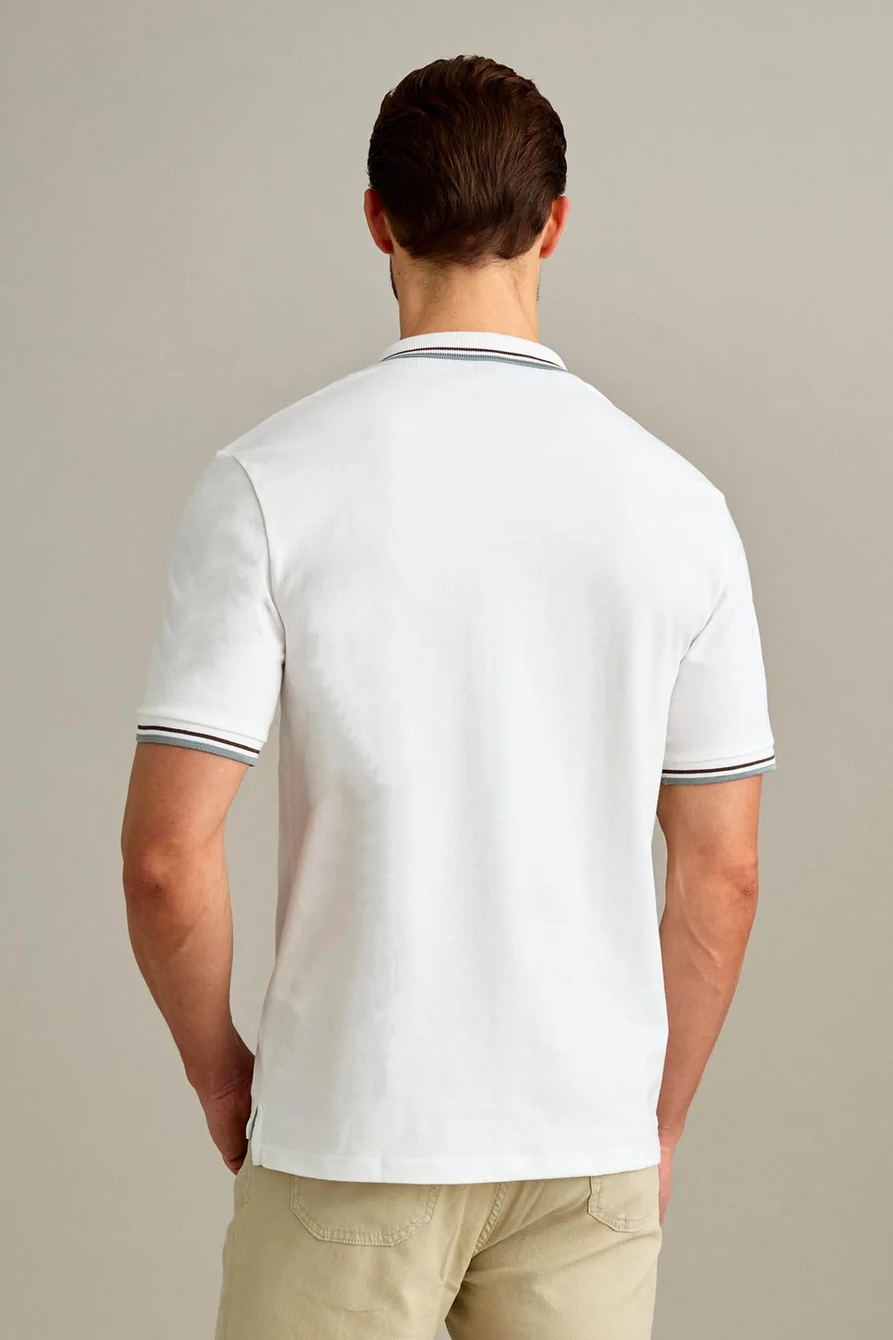 Jeckerson polo V-hals Bianco Lana piquet korte mouw