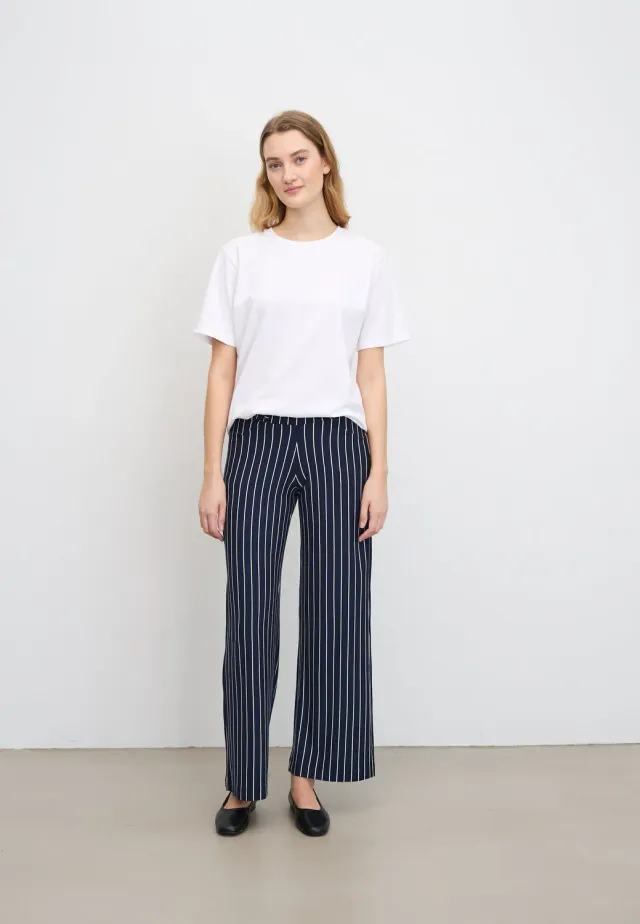 Laurie Donna Loose SL Broek Navy Stripe Dames