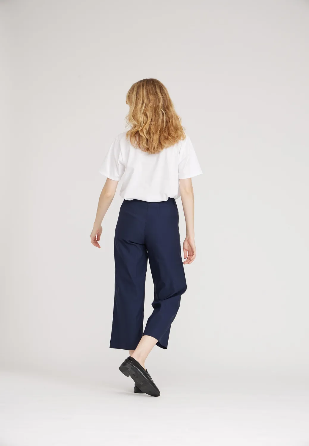 Laurie Donna Loose Crop broek navy cropped wijd