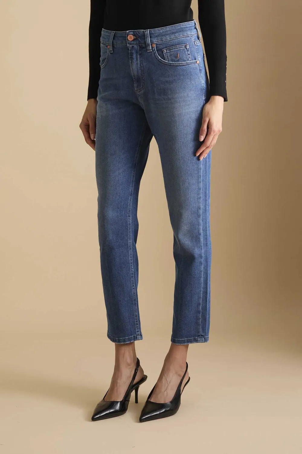 Jeckerson Jacqueline slim fit damesjeans blauw