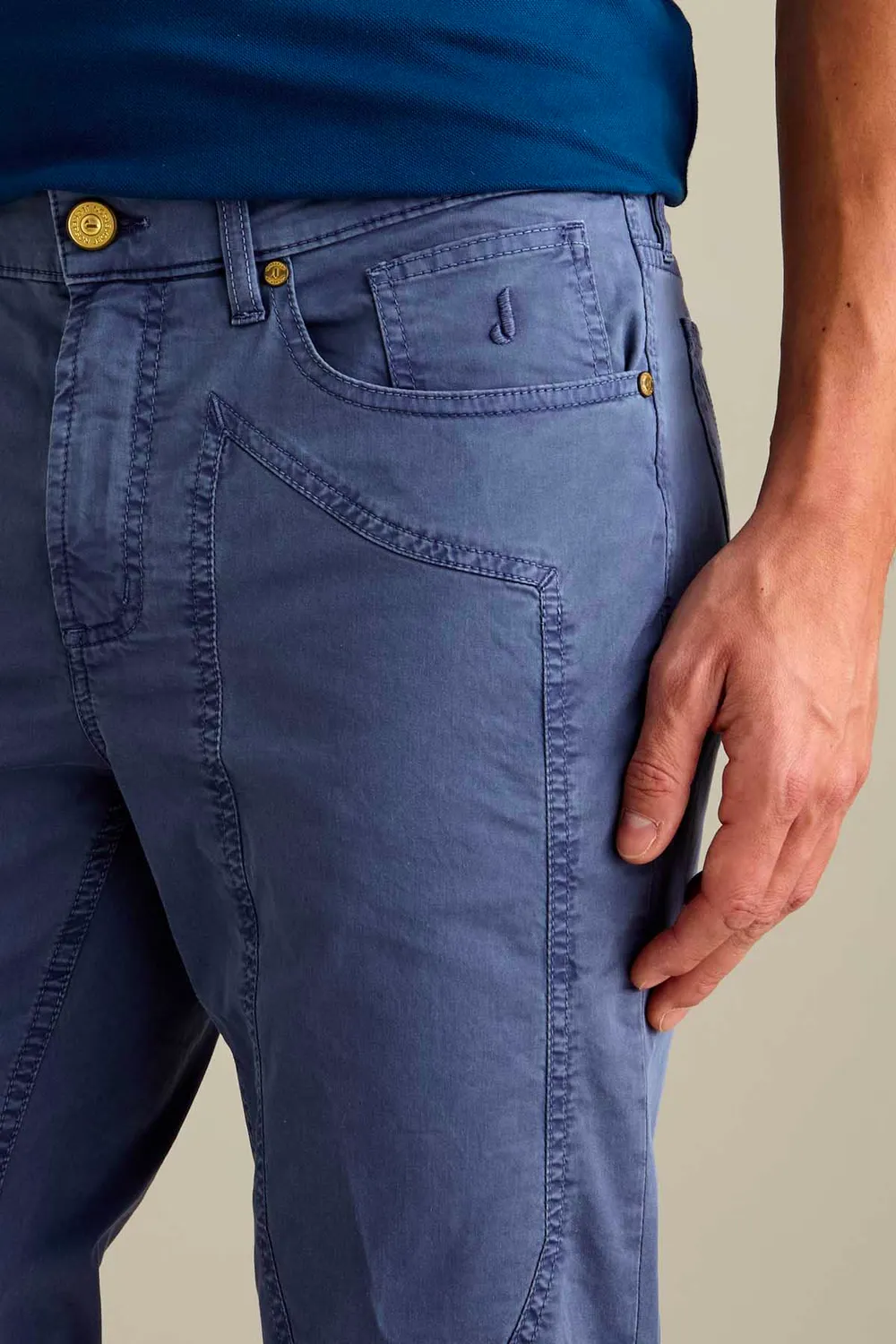 Jeckerson John slim fit broek middenblauw satijn