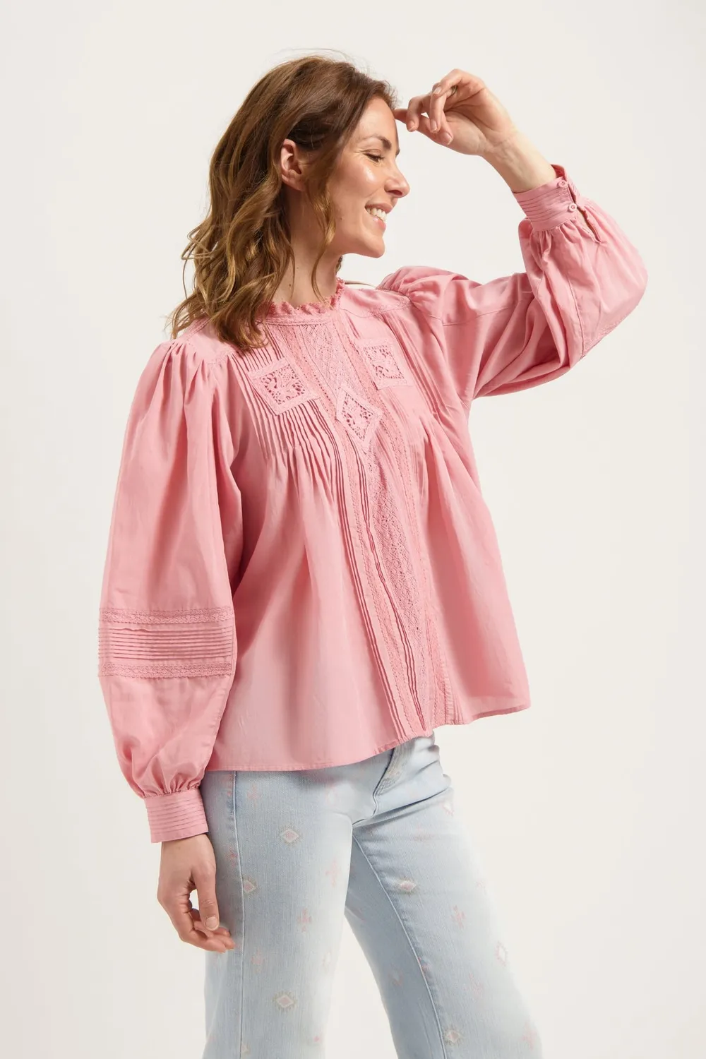 Florez Leo blouse Light Pink broderie