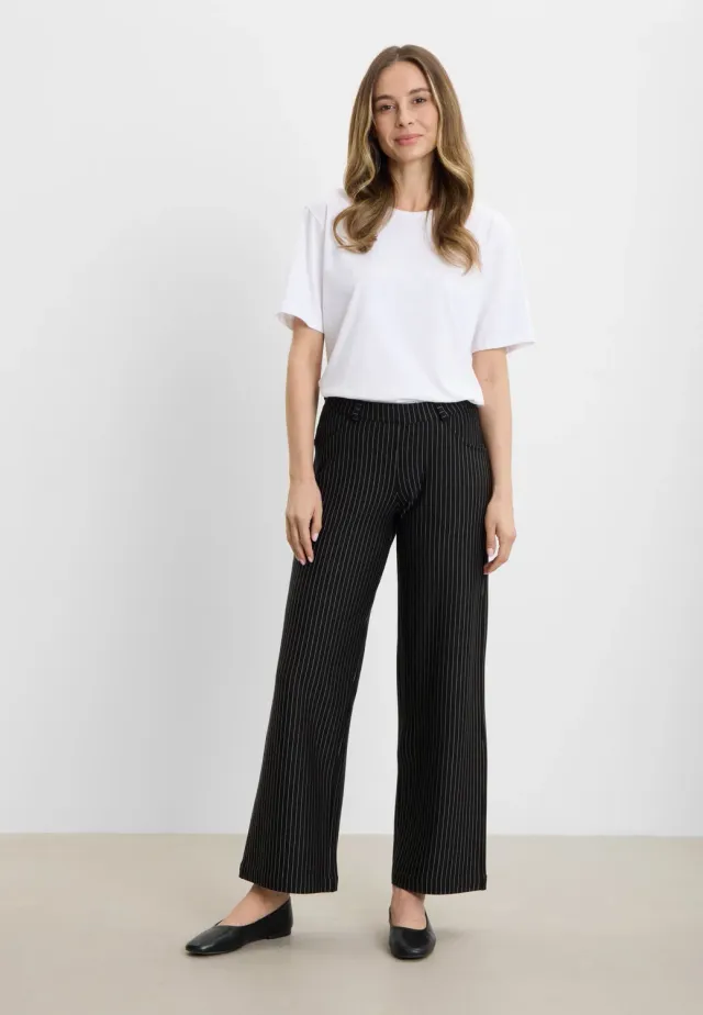 Laurie Donna Loose SL broek Black Stripe Brushed warm