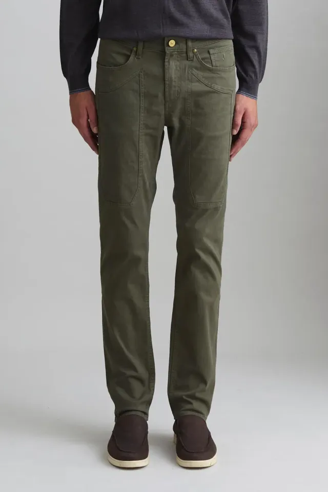 Jeckerson John slim fit broek legergroen stretch