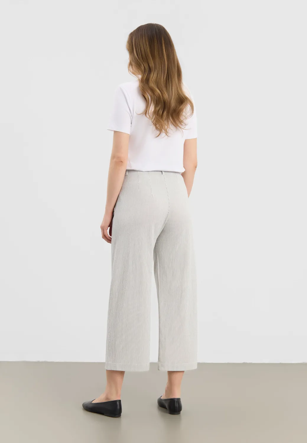 Laurie Donna Loose CL cropped broek white pinstripe