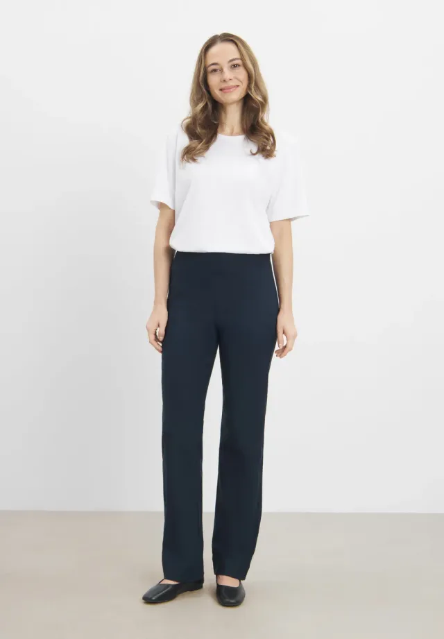 Laurie Bella Straight ML broek navy stretch