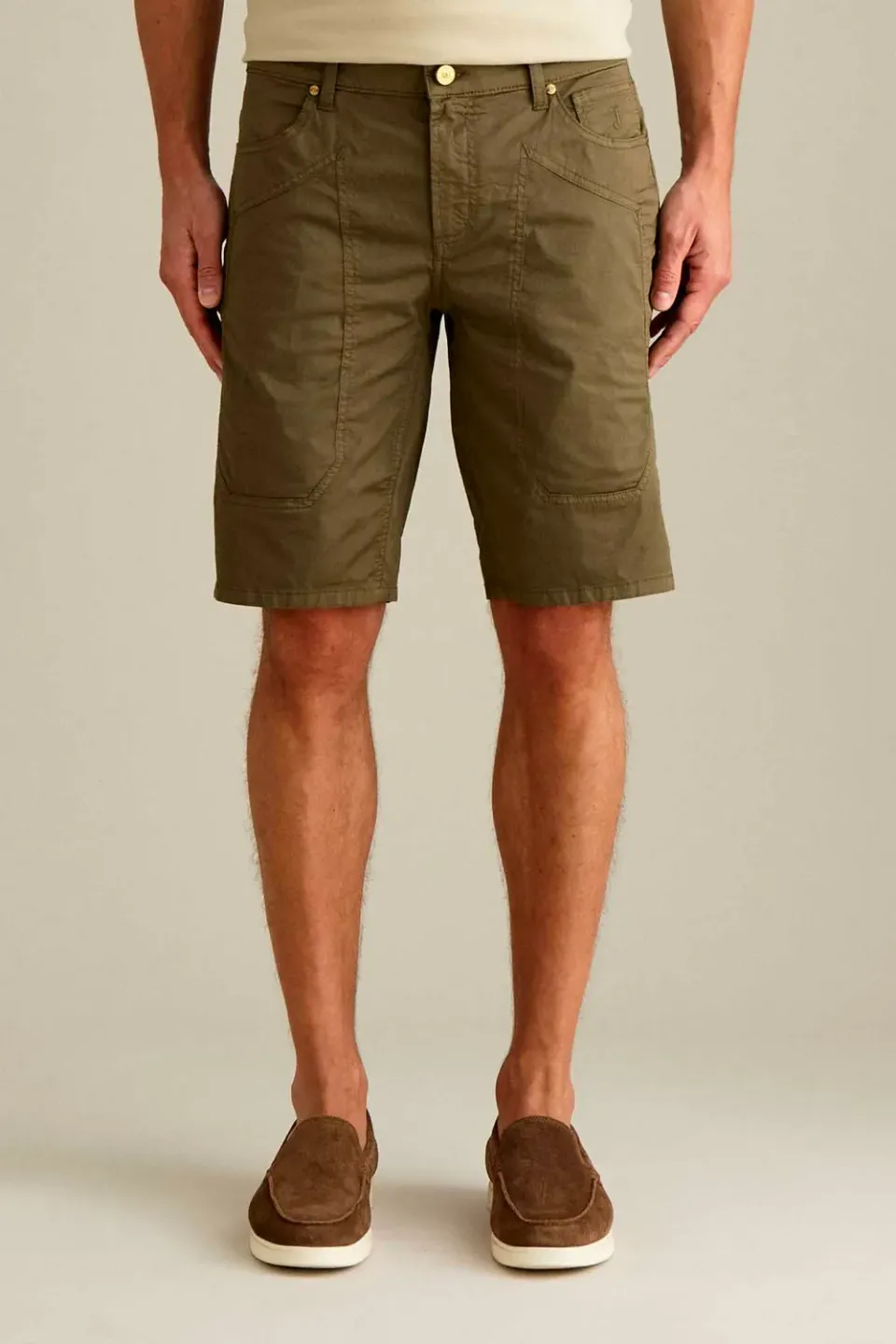Jeckerson Jayden slim fit short militair groen katoen