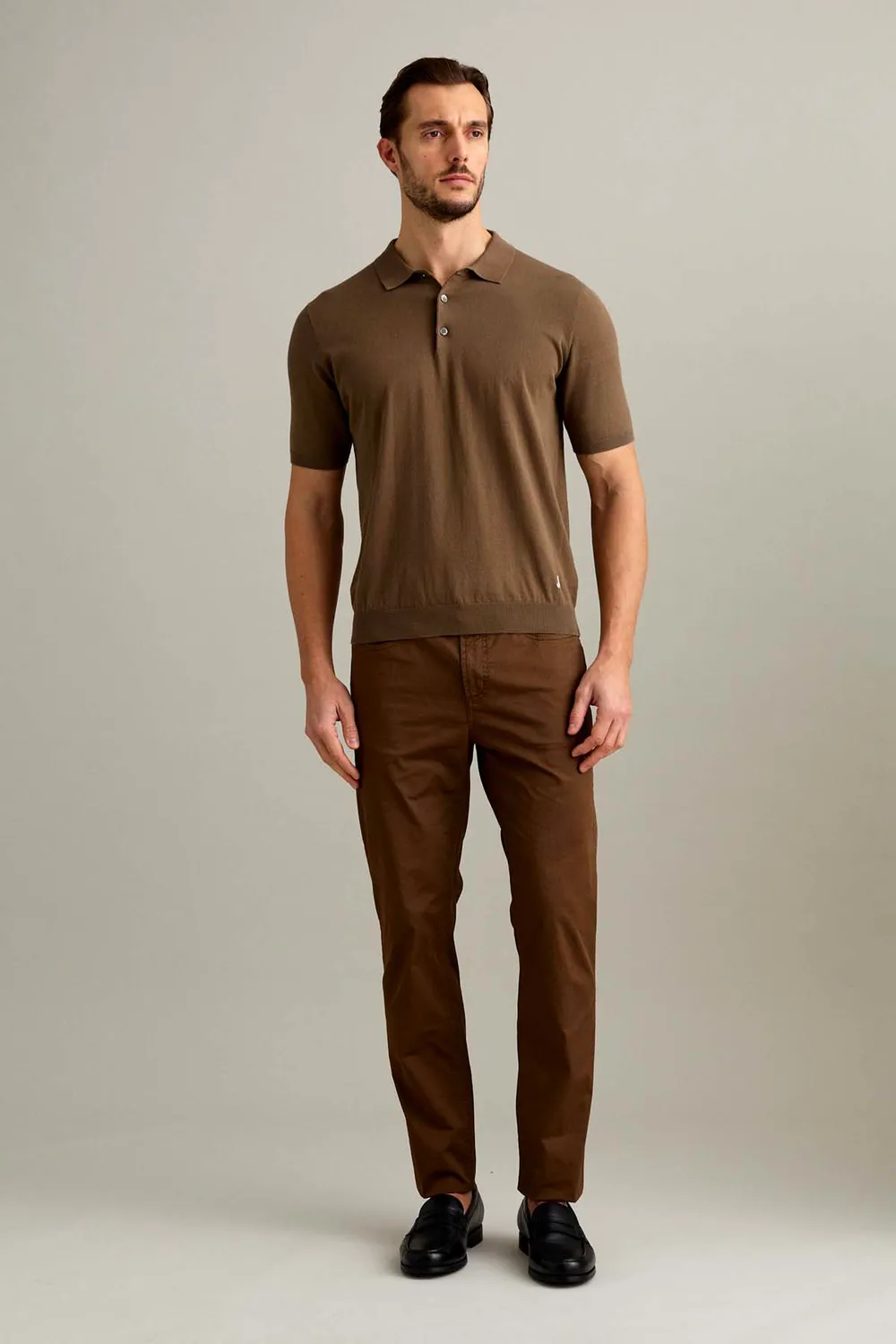 Jeckerson Jordan broek lichtbruin slim fit katoen