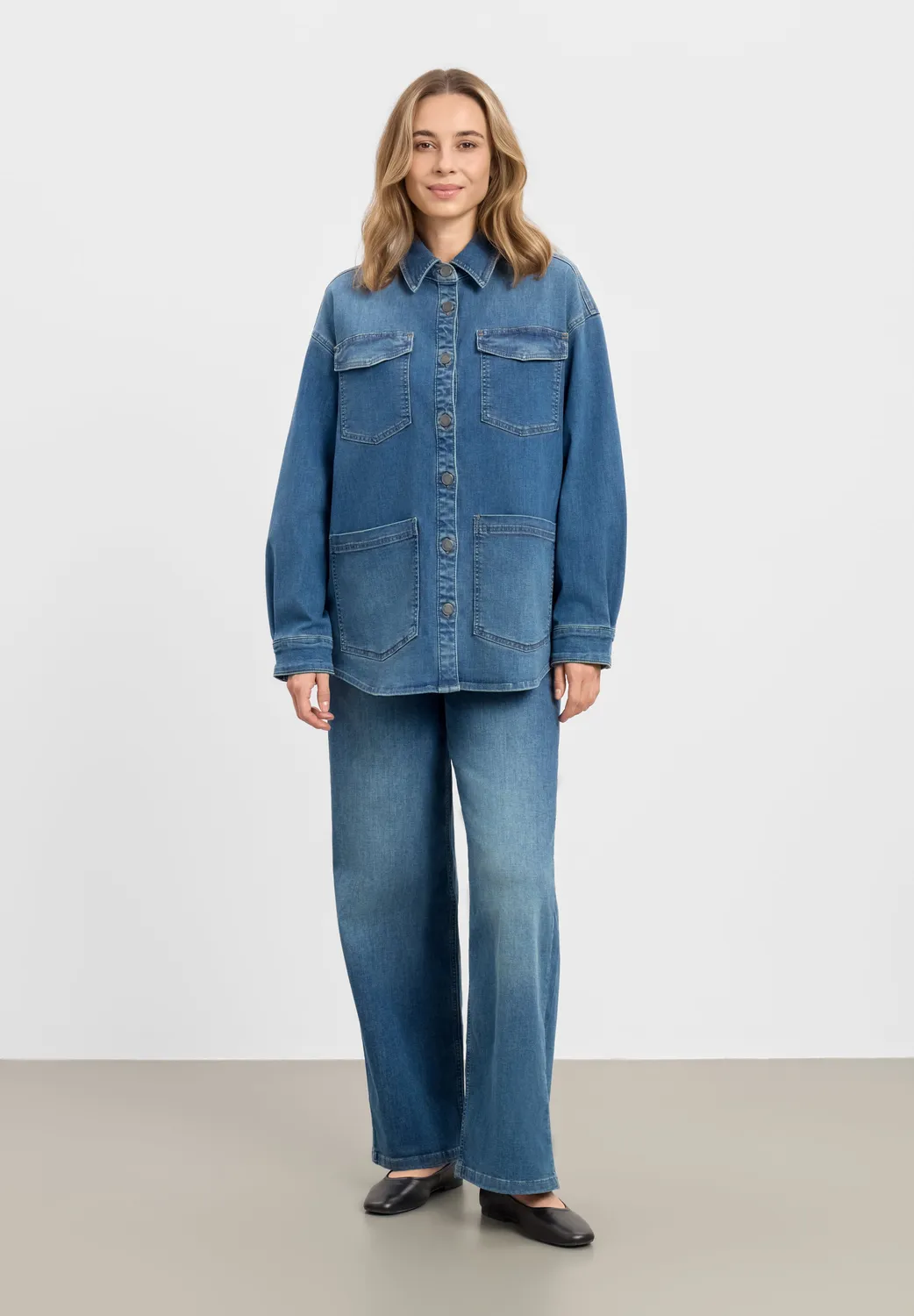 Laurie Mille Shirt Jacket LS denimjack washed blue stretch