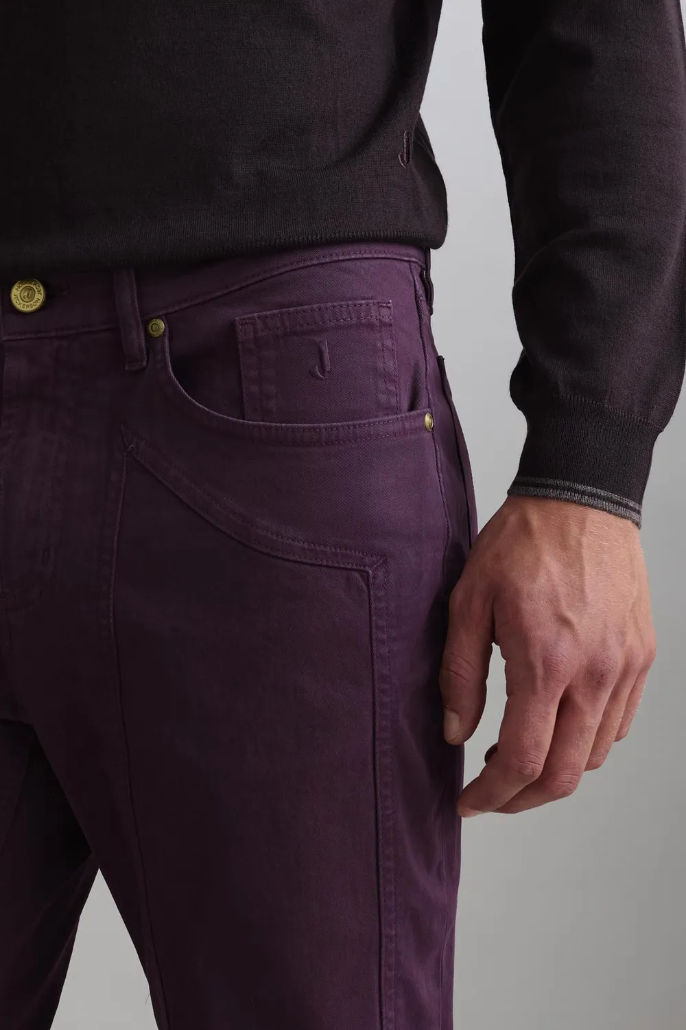 Jeckerson John Toppa broek slim fit donkerpaars katoen