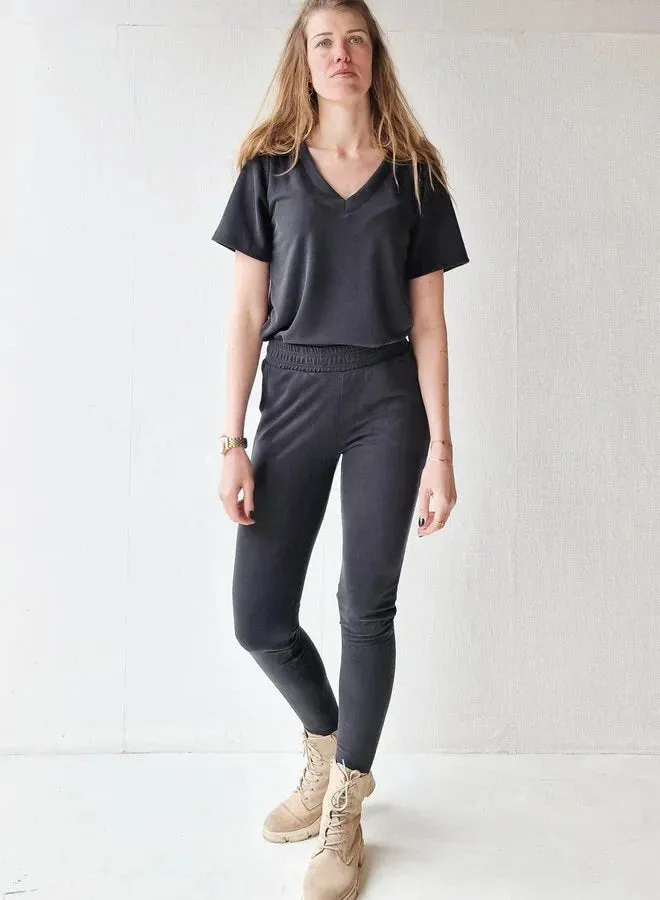 Langeleggings Charlie V-hals shirt black modal lang