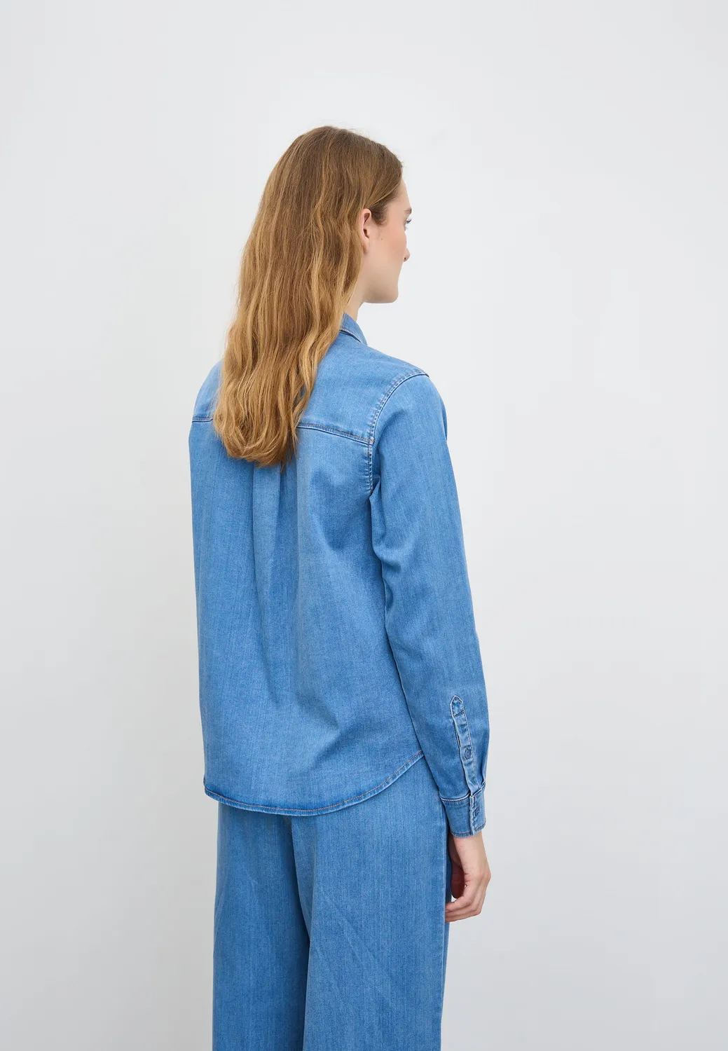 Laurie Vitta 100984 spijkerblouse washed blue denim