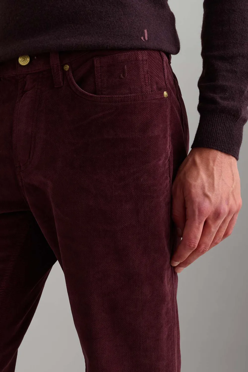 Jeckerson Jordan fluwelen broek slim fit bordeaux