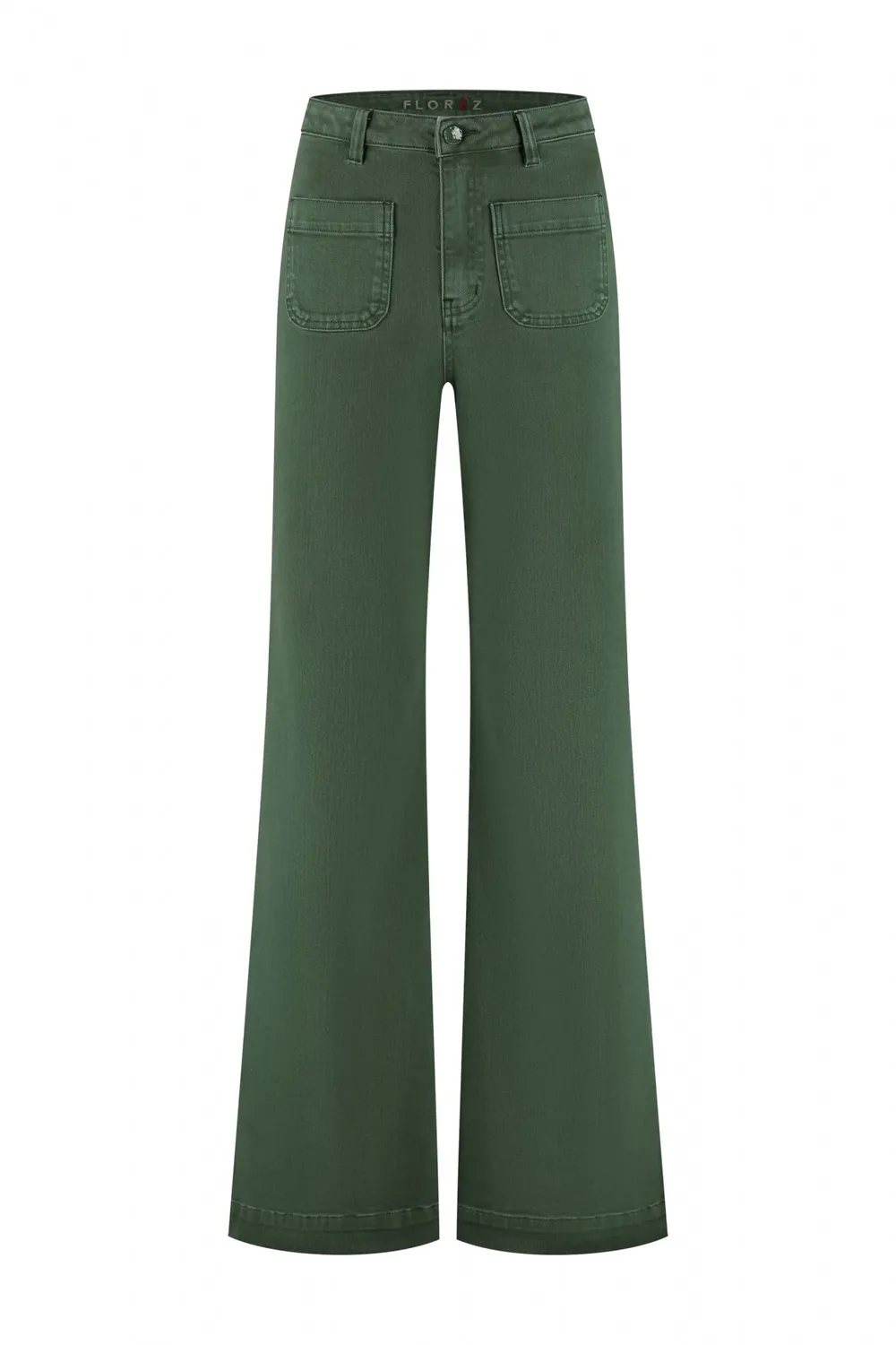 Florez Ana Flared Pocket jeans groen wijd
