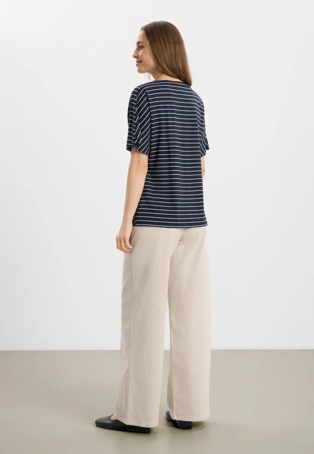 Laurie Ingrid Blouse SS Navy Stripe viscose