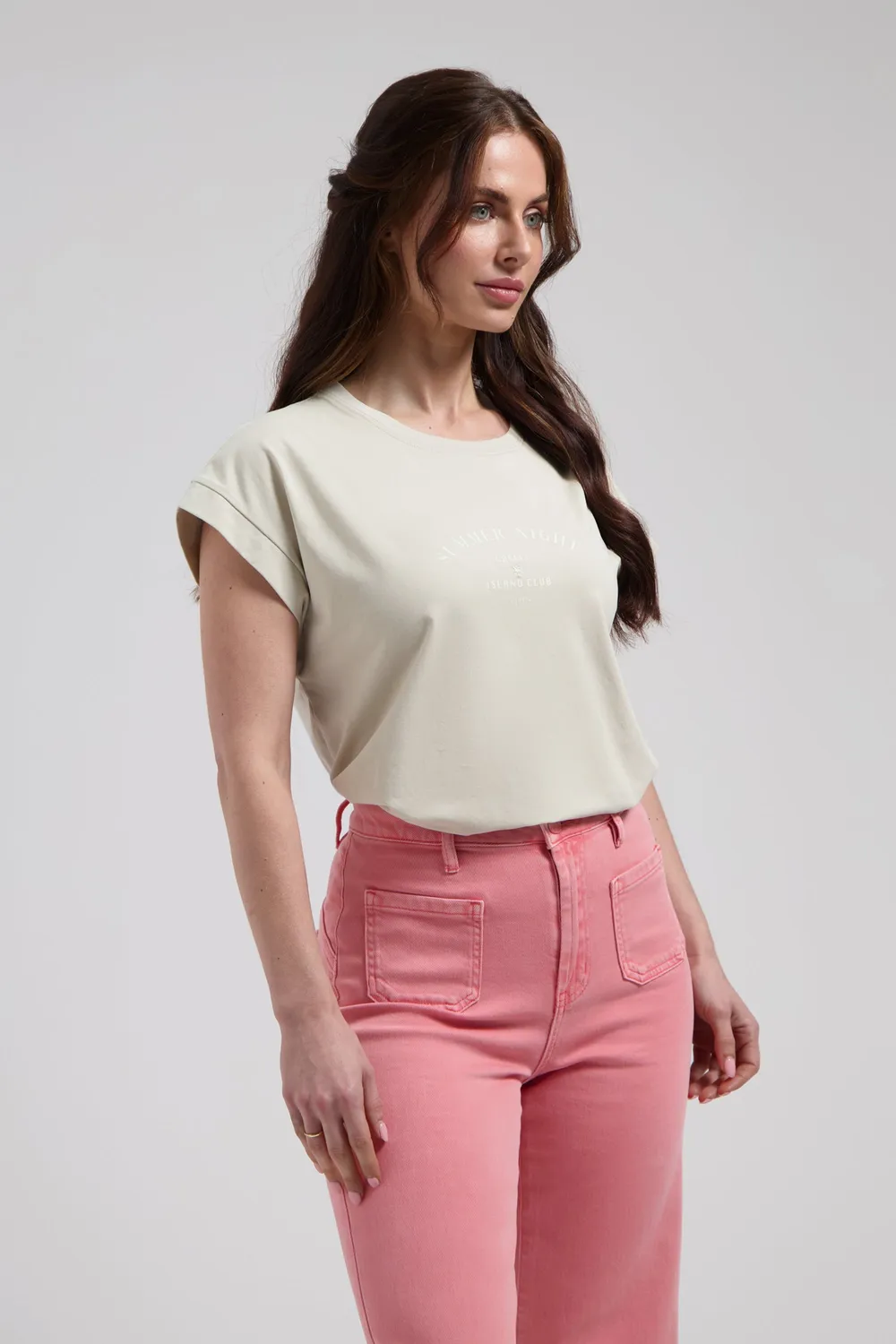 Florez Illios t-shirt taupe katoenmix