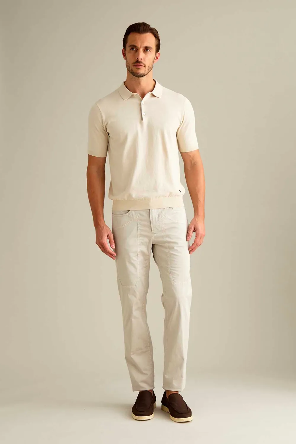 Jeckerson John slim fit broek lichtbeige katoen
