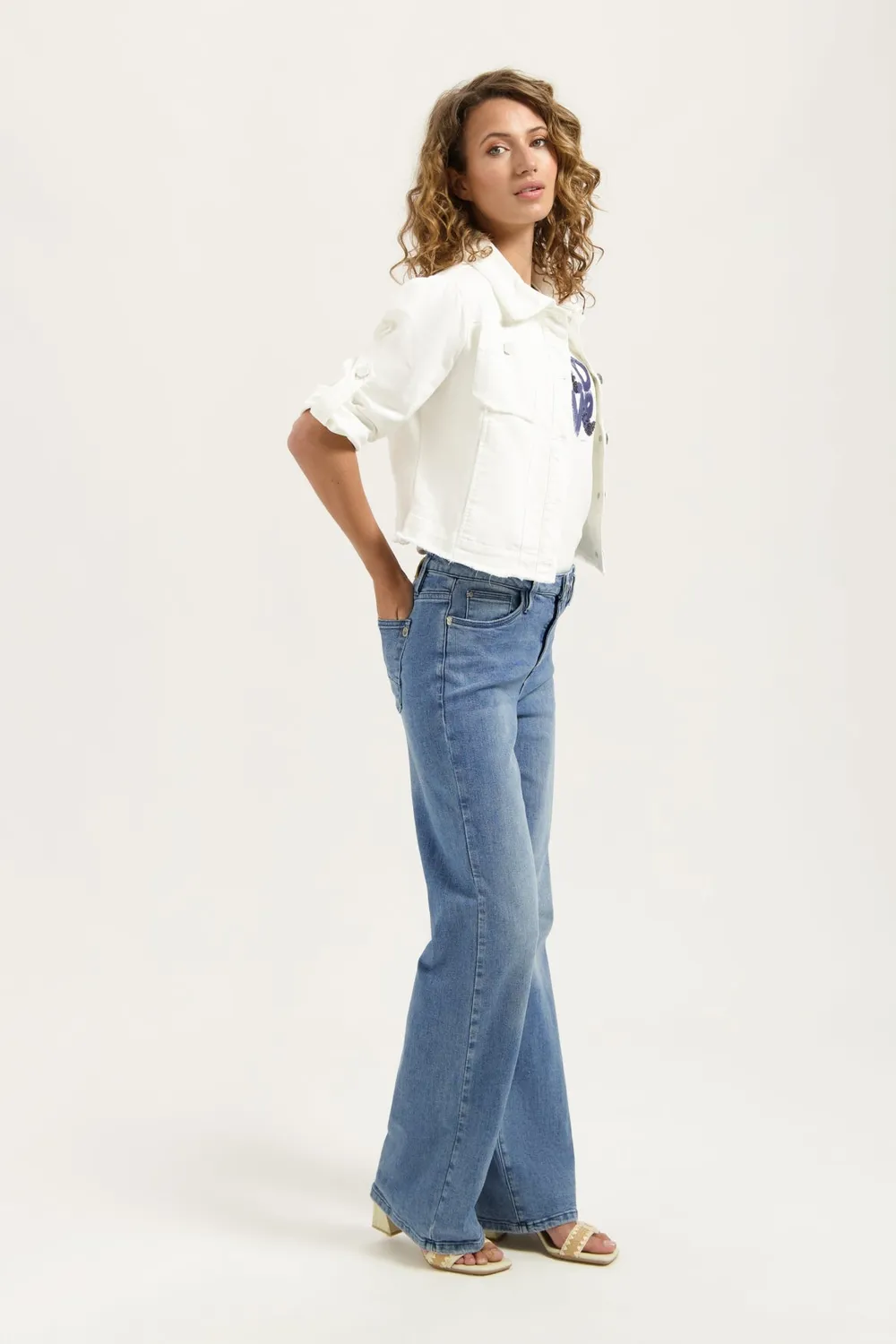 Florez Sophie Straight jeans Royal Blue mid-waist