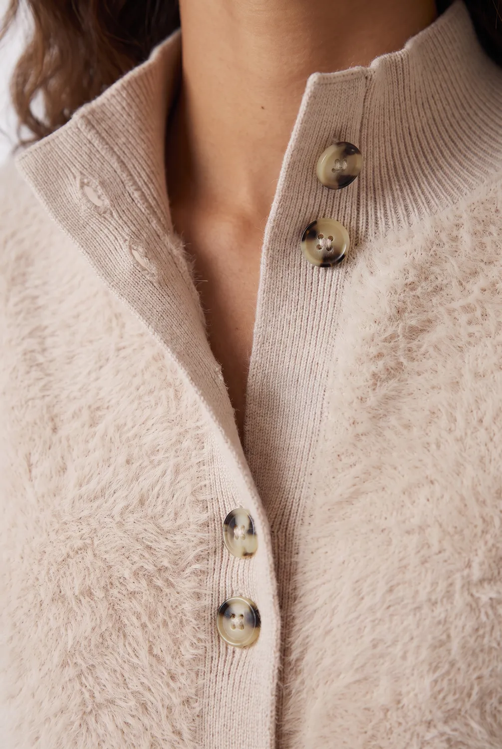 Florez Rocky gilet sand fluffy gebreid