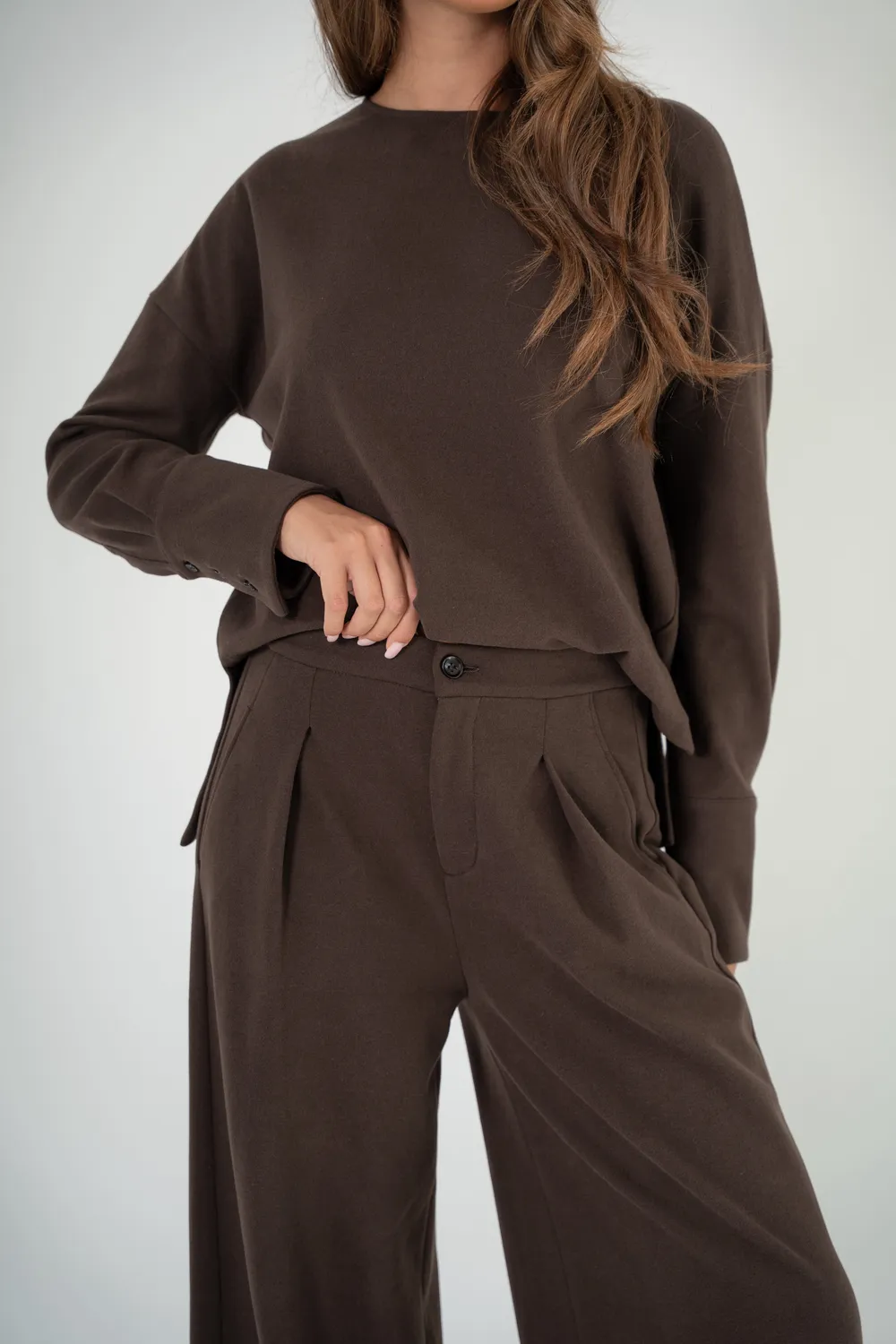 Corel Ella Pleated broek zwart wijde pijp