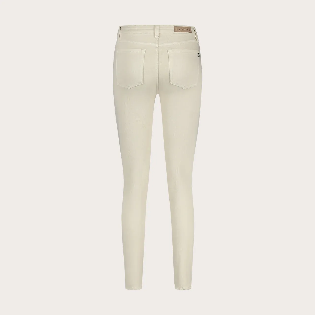 Florez Bobbi Slim Fit jeans Cream gerafelde zoom