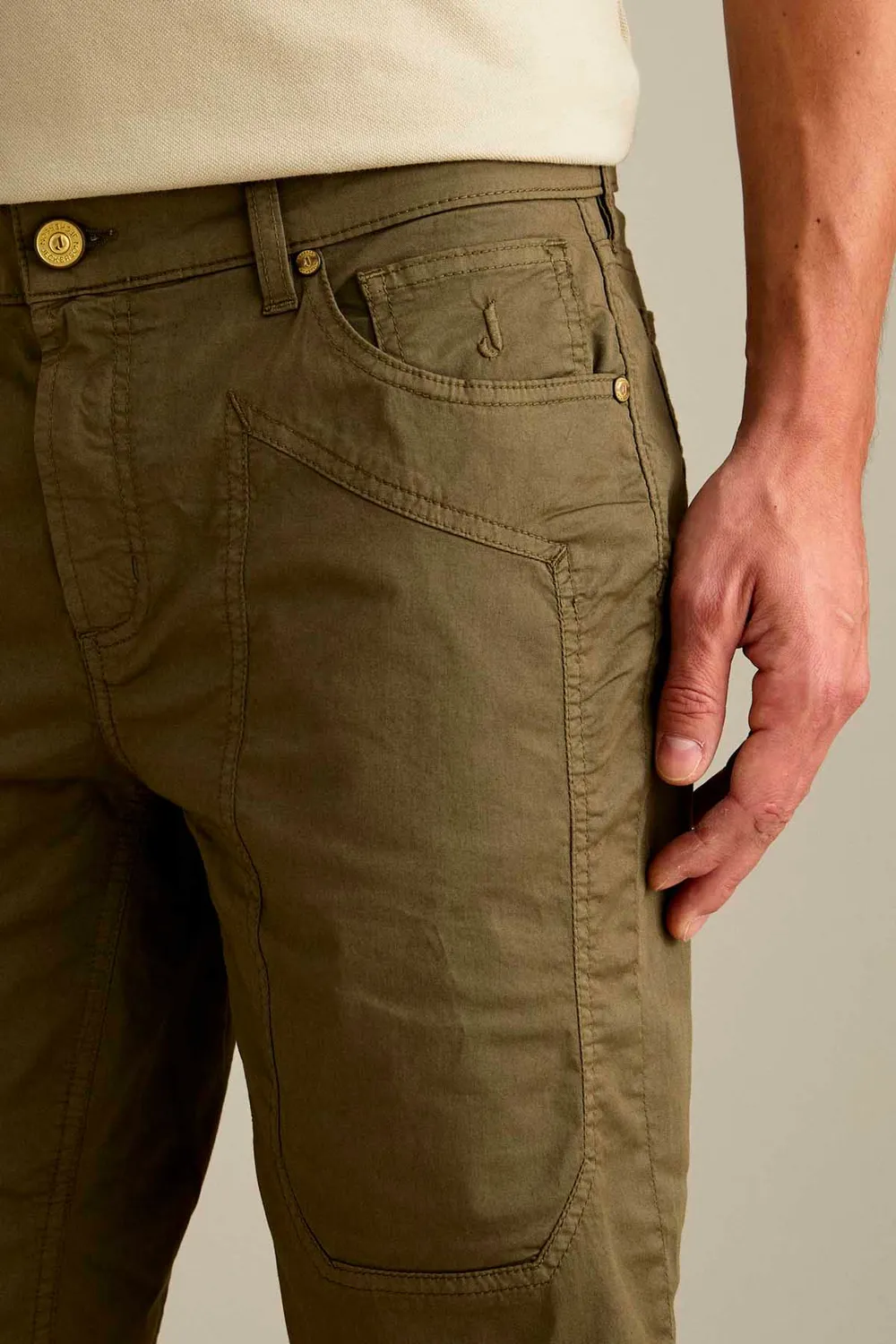 Jeckerson Jayden slim fit short militair groen katoen