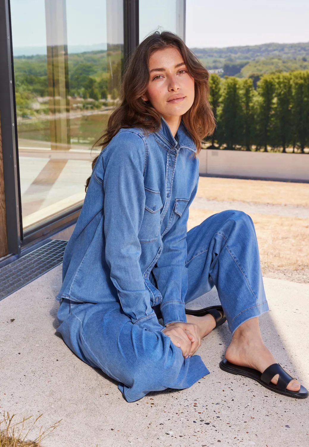 Laurie Vitta 100984 spijkerblouse washed blue denim