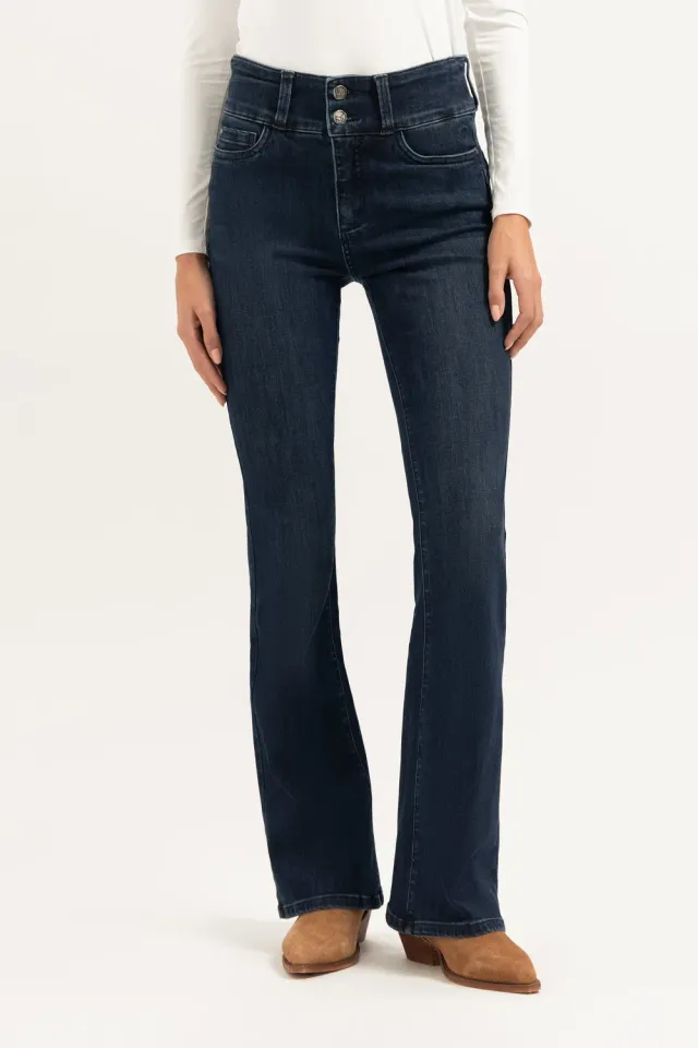 Florez Bodine Flared jeans donkerblauw high waist