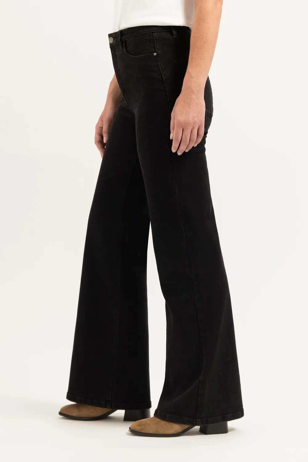 Florez Ana Flared jeans zwart hoge taille
