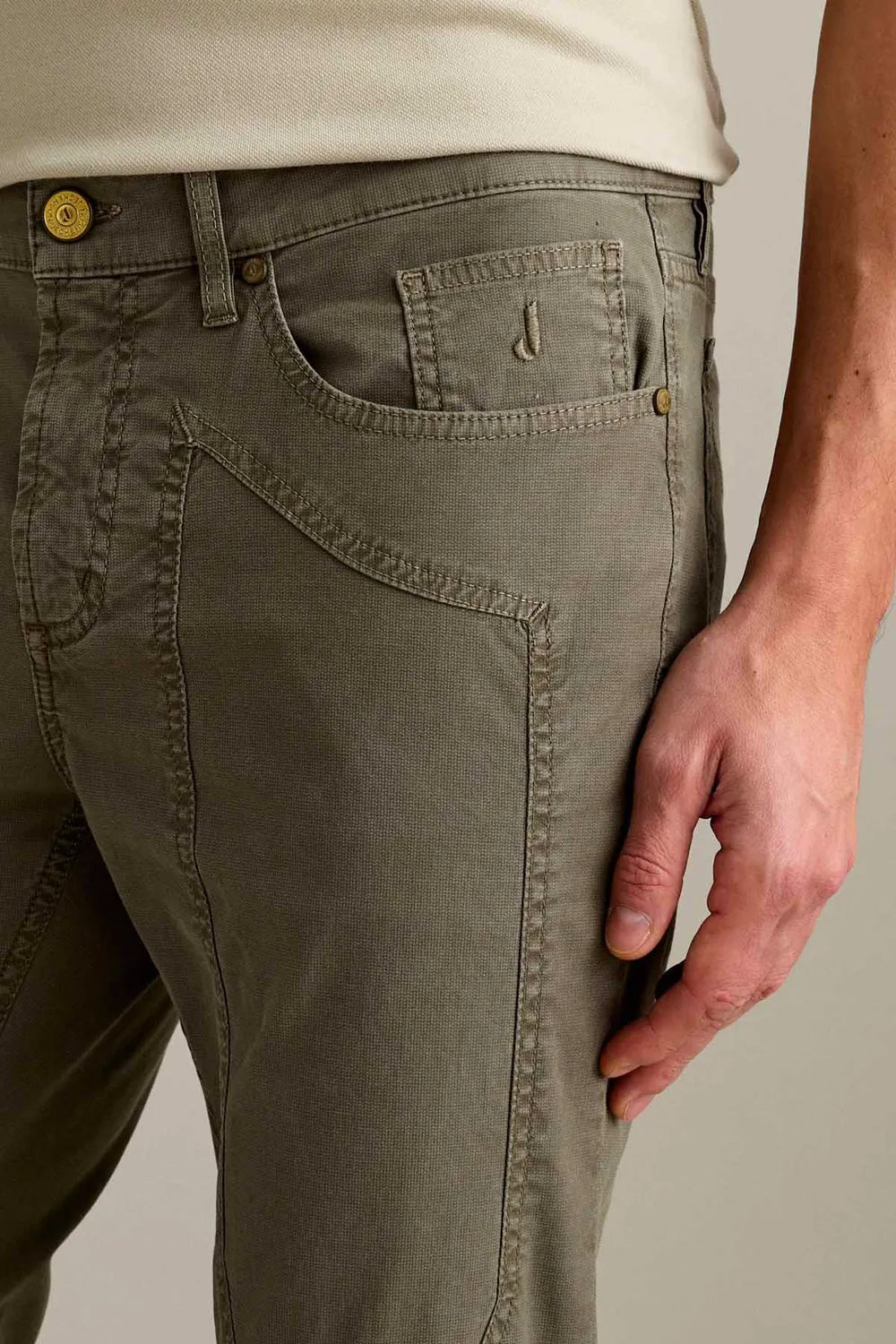 Jeckerson John slim fit broek heren groen pigmentverf