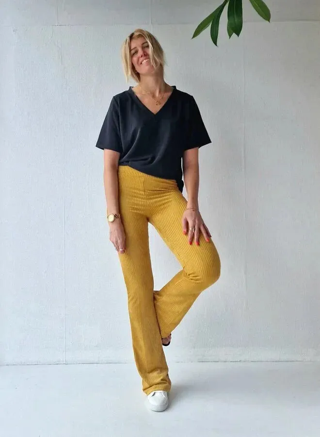 Langeleggings Flared Legging Rib Oker Tall 34 36