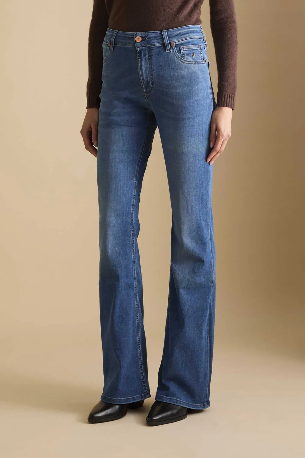 Jeckerson Jennifer flared jeans medio blauw stretch
