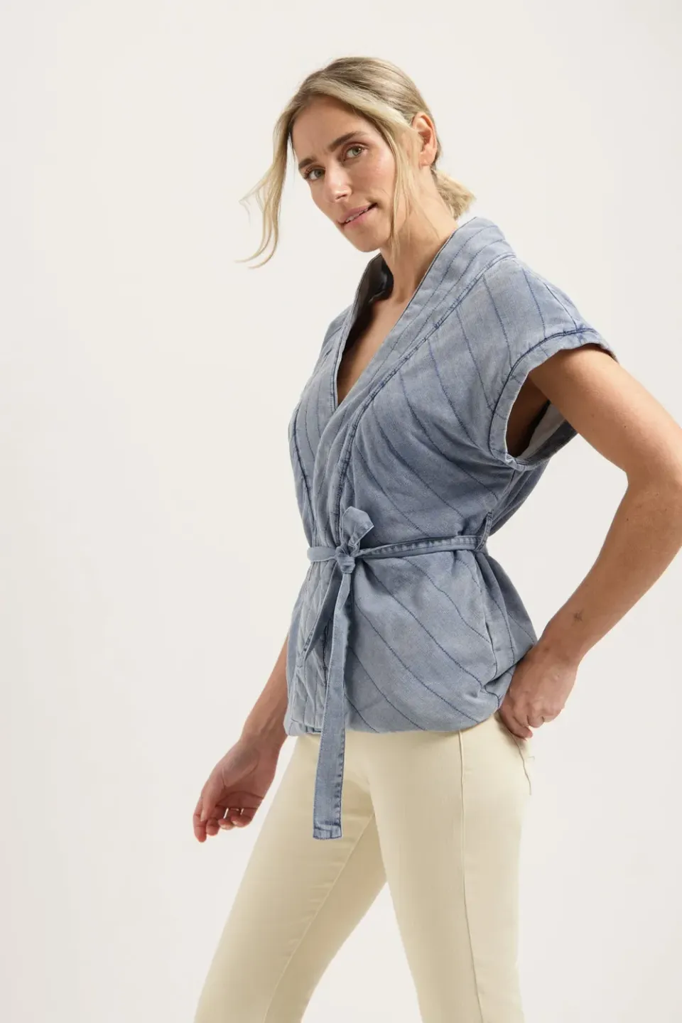 Florez Dante gilet Light Blue denimlook