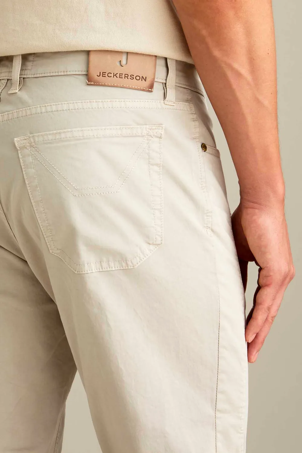 Jeckerson John slim fit broek lichtbeige katoen