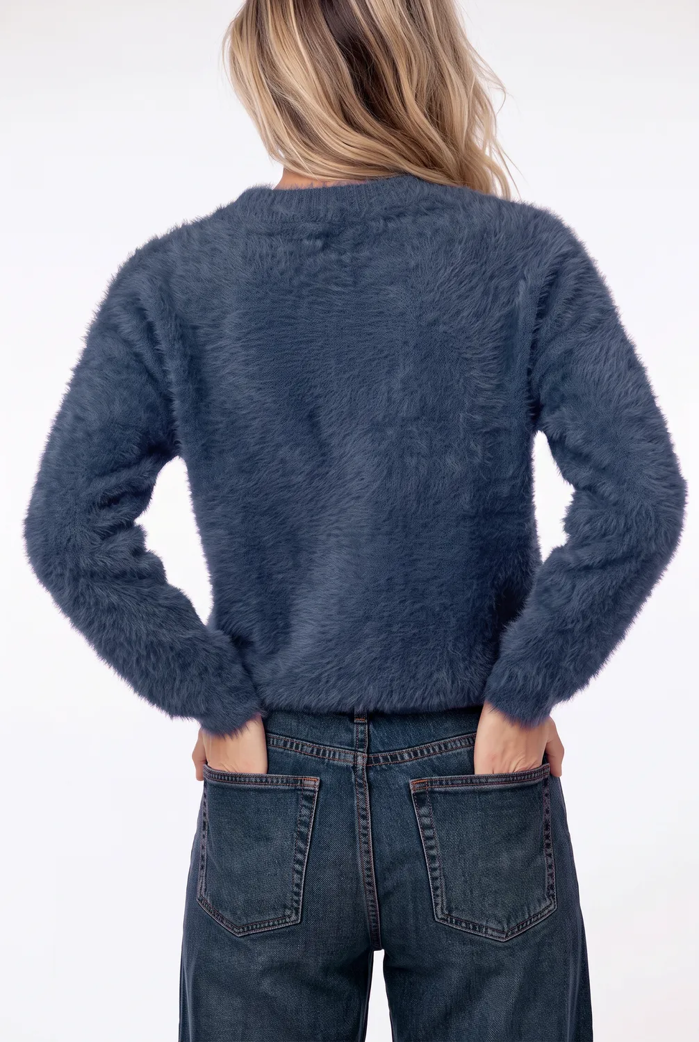 Florez Dani Sweater trui blauw fluffy patchwork