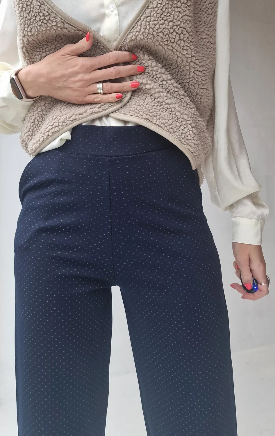 Langeleggings Wide Leg Tall broek blauw print lengte 36