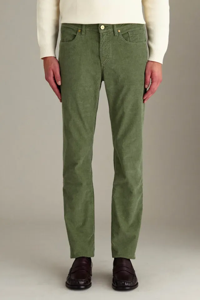 Jeckerson Jordan slim fit broek groen fluweel