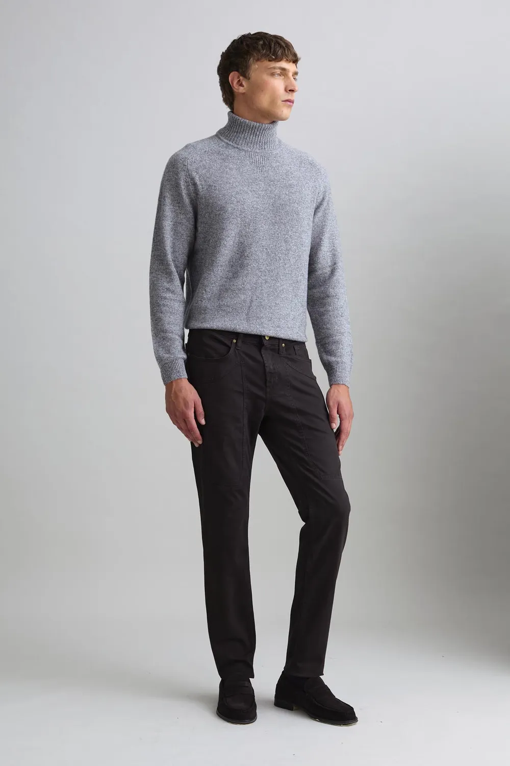 Jeckerson John slim fit broek heren donkerbruin gabardine