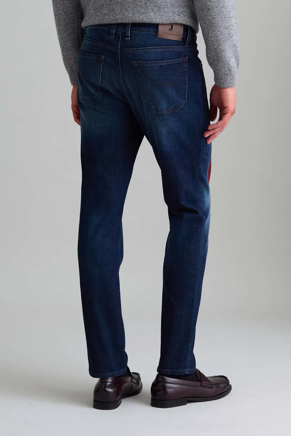 Jeckerson James skinny jeans donkerblauw rood