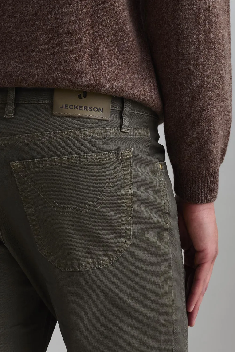 Jeckerson John Toppa katoenen broek donkergroen slim fit