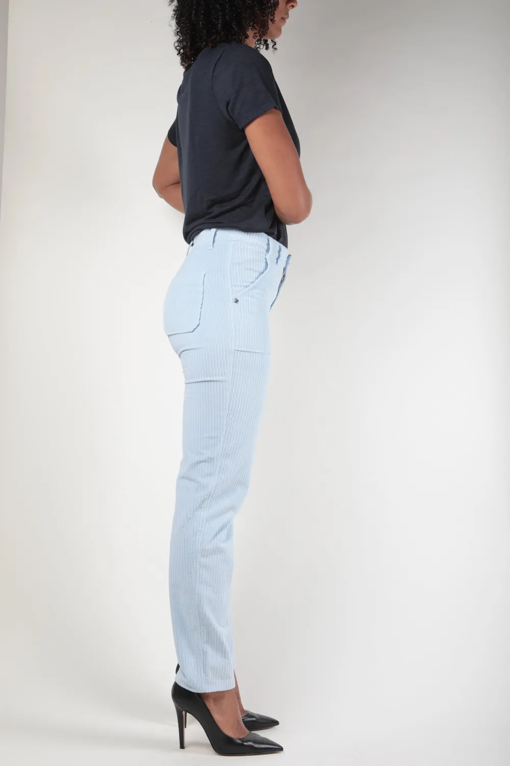 Impaqt Mia Velours damesbroek cielblauw stretch