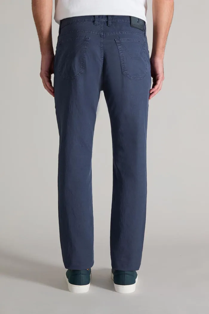 Jeckerson John Toppa Cotone slim fit broek donkerblauw linnen