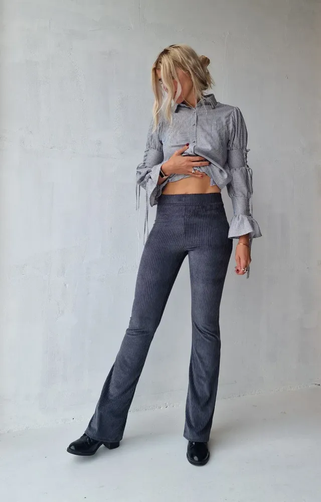 Langeleggings Flared Pants Rib Grijs Tall Stretch